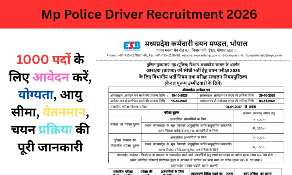 Mp Police Driver Recruitment 2026